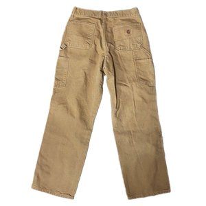 Carhartt Dungaree Fit Carpenter Work Pants Men's 30x30 Brown Canvas Relaxed Fit